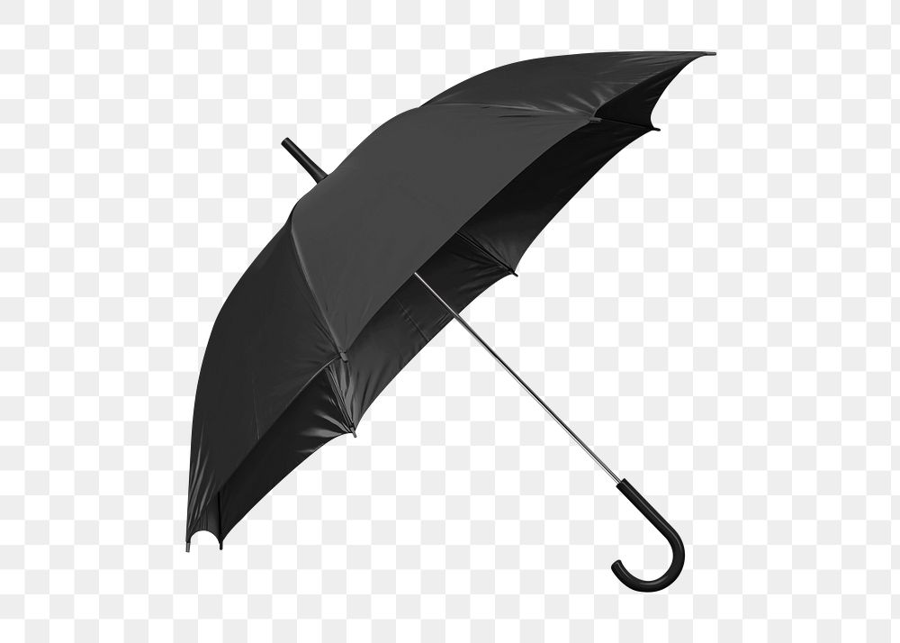 Black umbrella png sticker, object image on transparent background