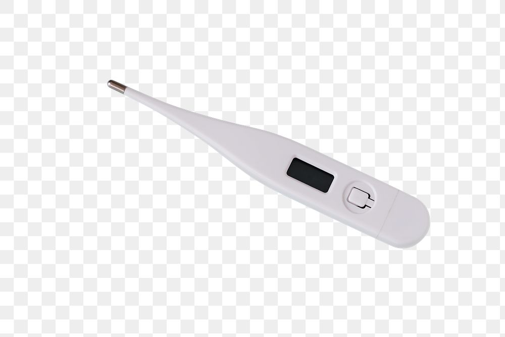 White digital thermometer mockup transparent png