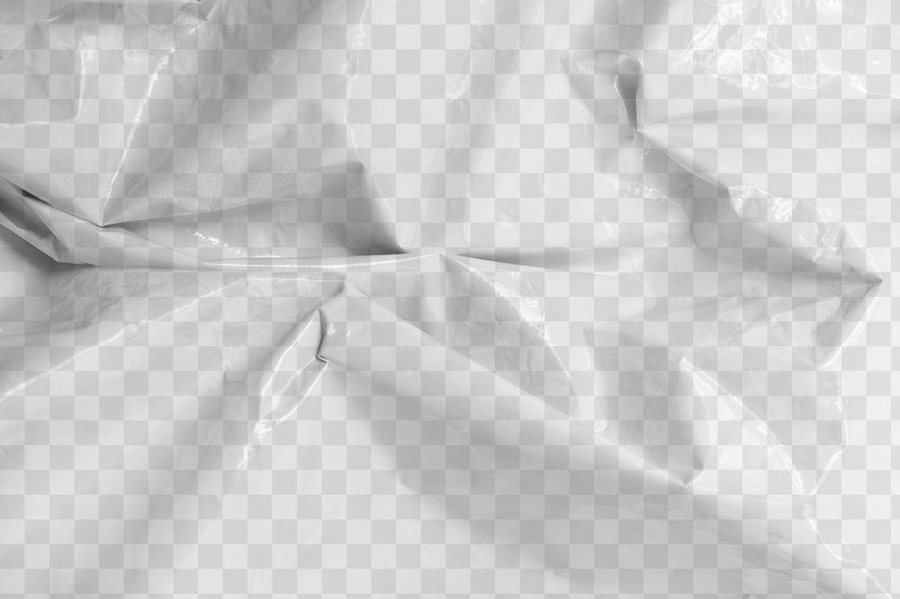 White crumpled plastic textured textile design element