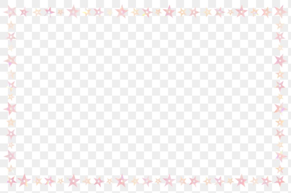 Pink sparkling star rectangular border frame on transparent blank ground