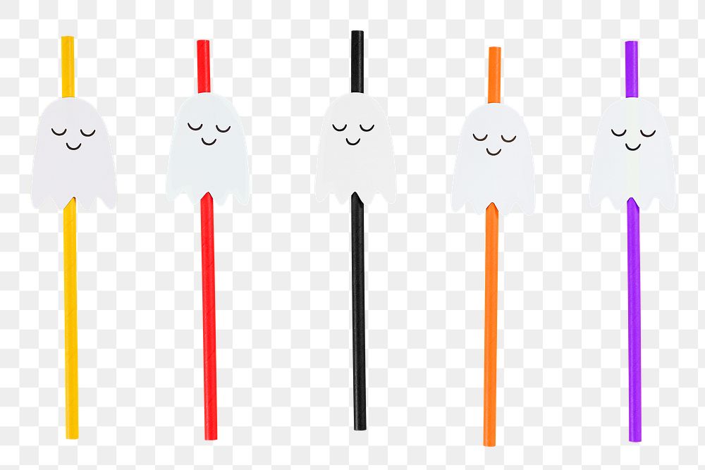 Colorful Halloween ghost straws set design resources 