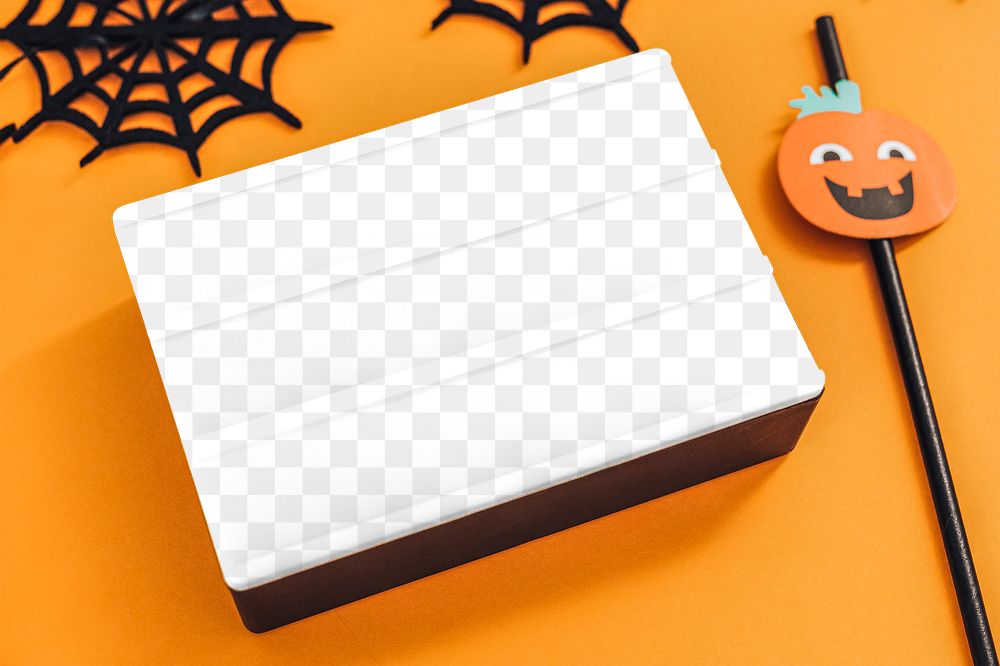 White letter board mockup on a Halloween decorated background 