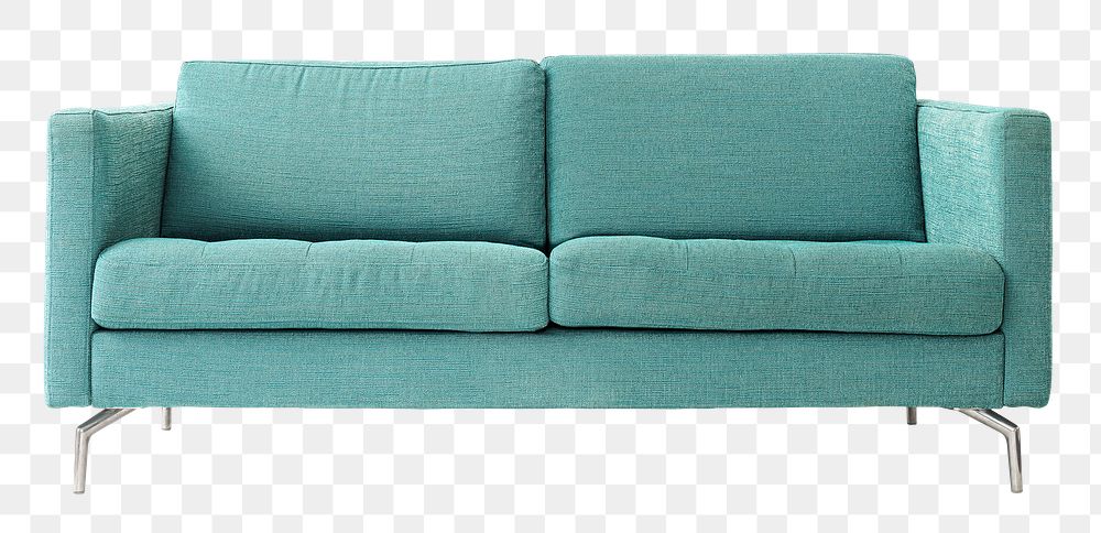 Green modern sofa png mockup living room furniture