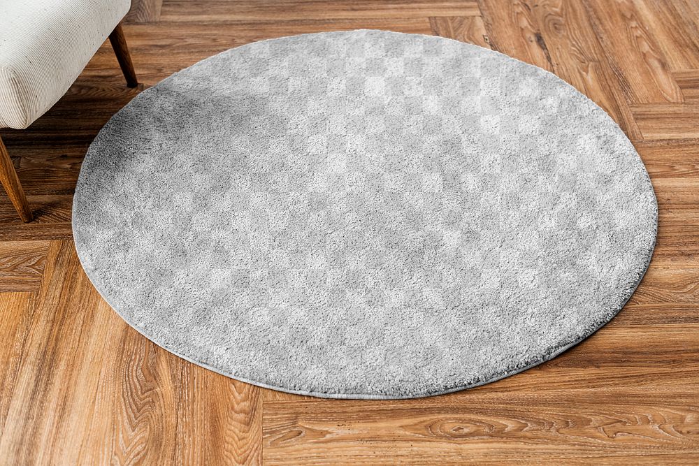 Round rug png transparent mockup living room essential