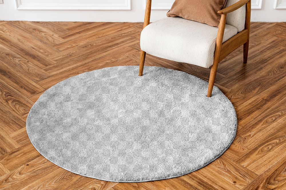 Round rug png transparent mockup living room essential