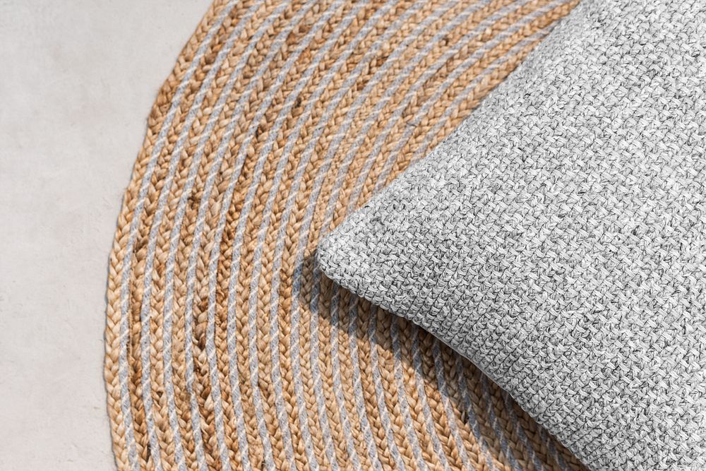 Weave cushion pillow png mockup living concept