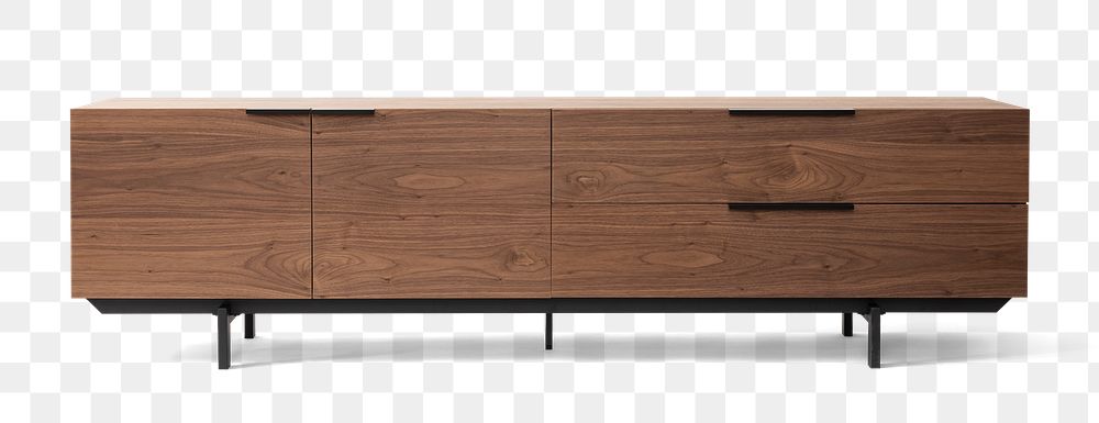 Industrial TV cabinet png wooden furniture mockup