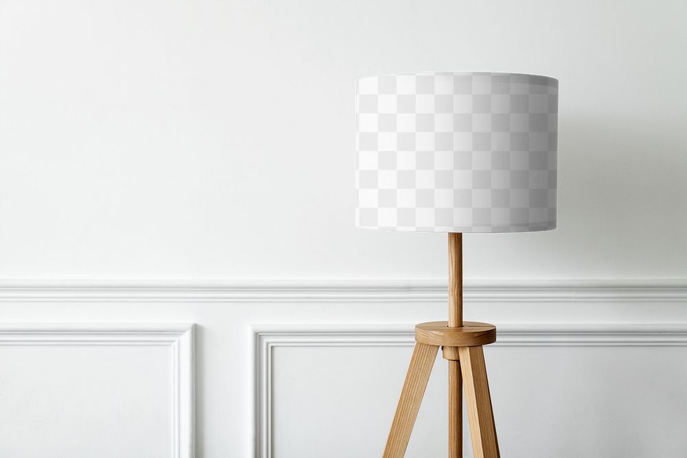 Lamp mockup png on a white wall minimal interior