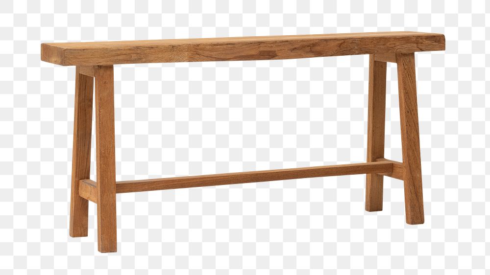 Rustic bench png mockup in natural wood
