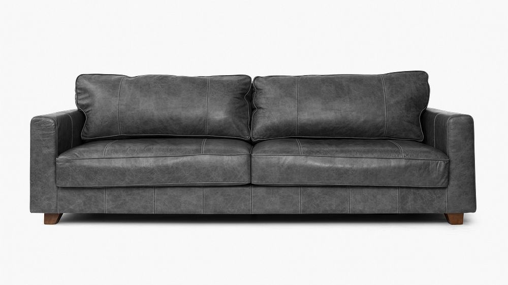 Modern leather sofa png mockup living room furniture