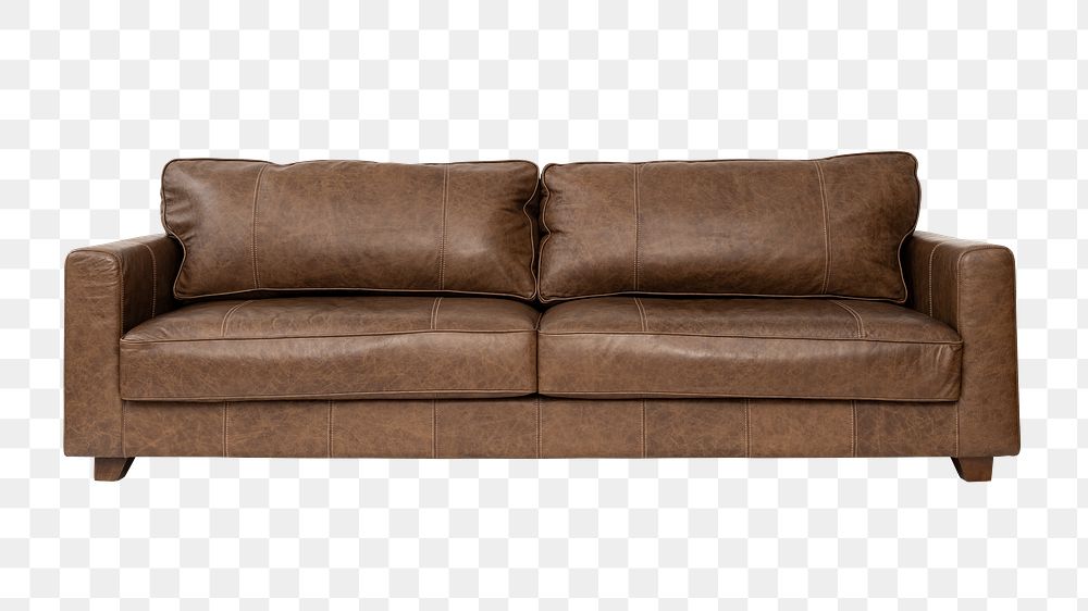 Modern leather sofa png mockup living room furniture