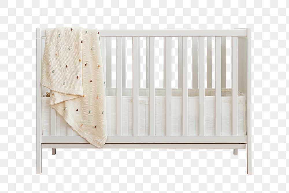 White wooden crib png mockup for baby room