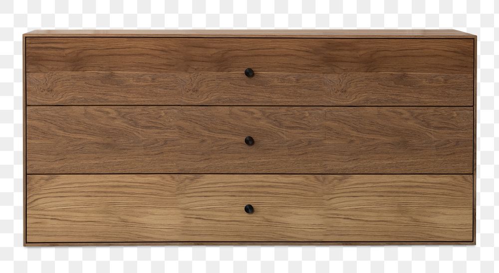 Wooden sideboard png mockup with rough texture