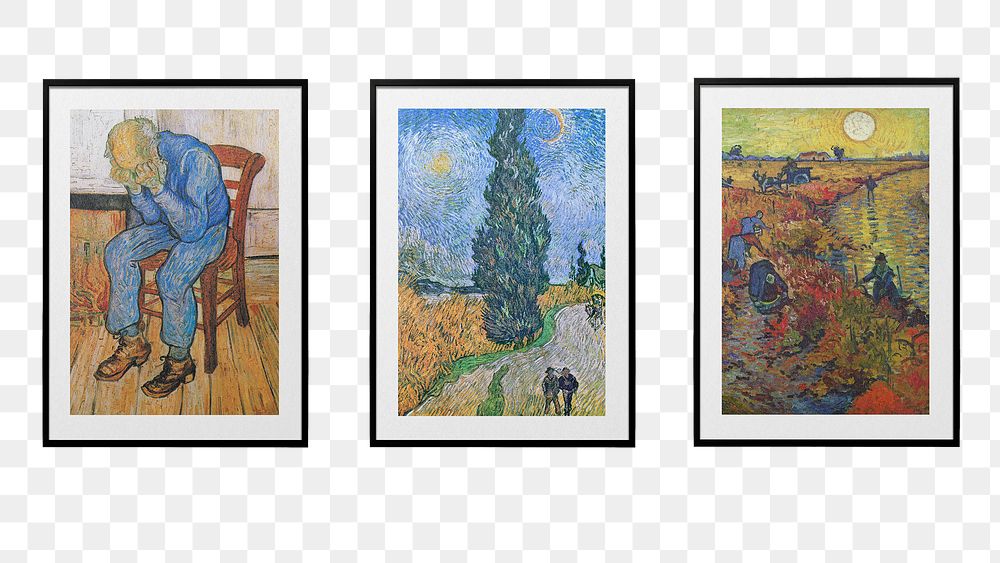 Van Gogh&rsquo;s png framed painting, wall decor, remixed from public domain artwork