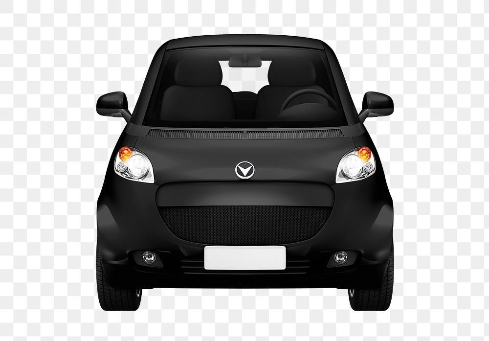 Front view of a black microcar in 3D