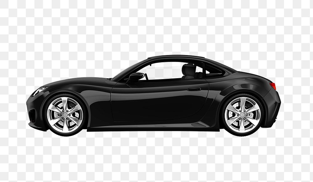 Side view of a black sports car in 3D