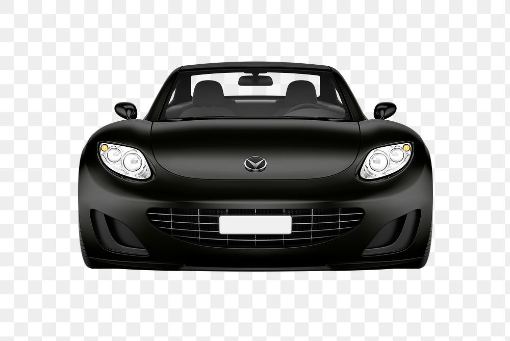 Front view of a black sports car in 3D