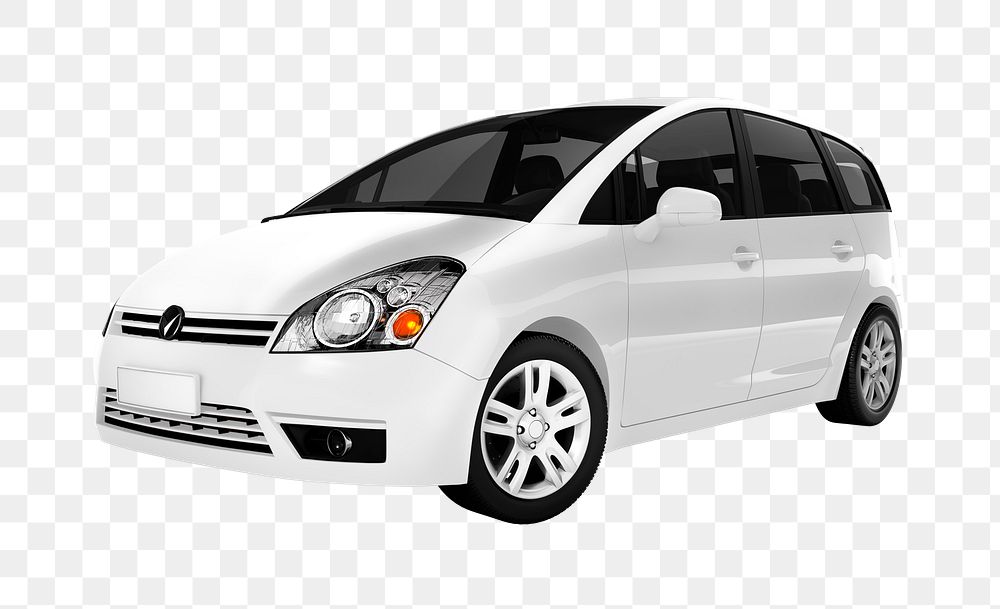 Side view of a white minivan in 3D