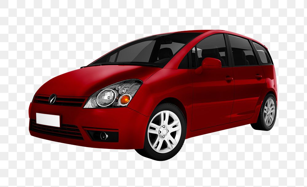 Side view of a red minivan in 3D