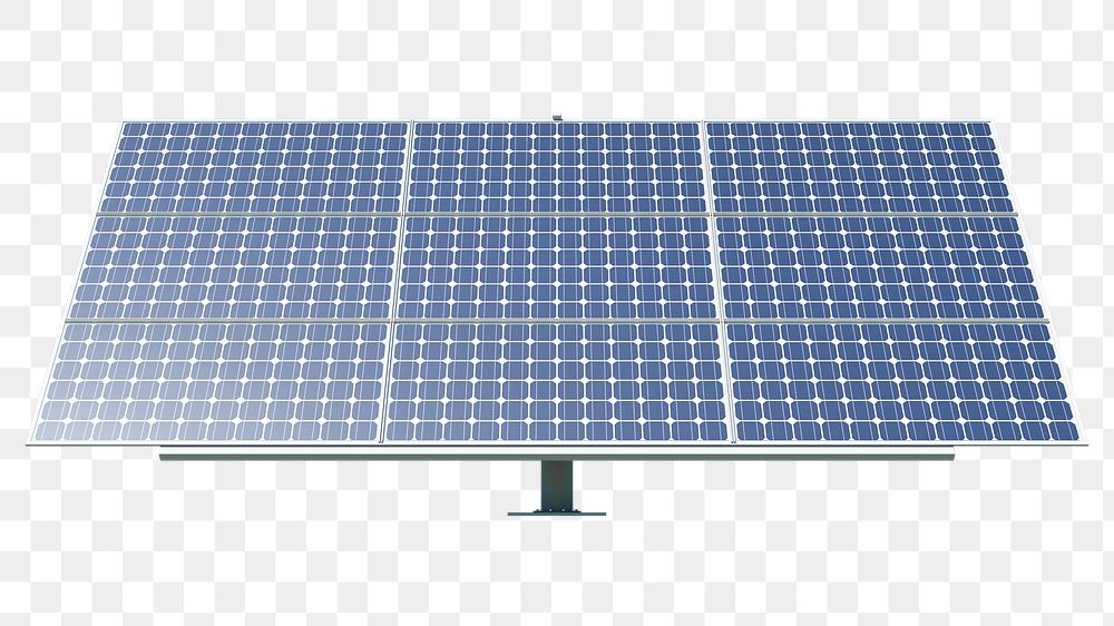 Solar panel png 3D clipart, sustainable electricity source on transparent background