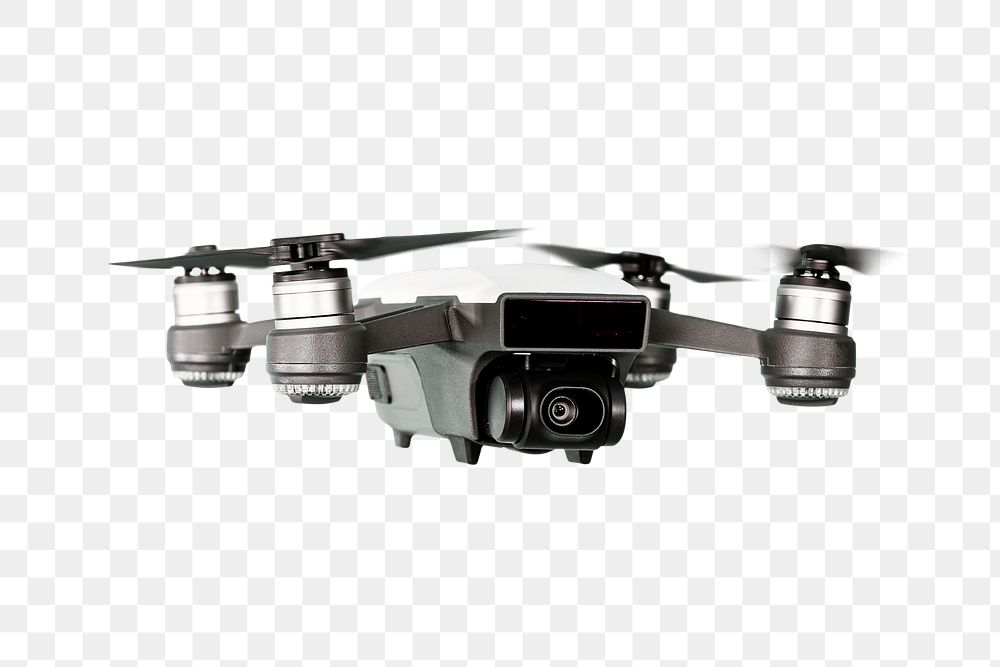 Flying black drone transparent png