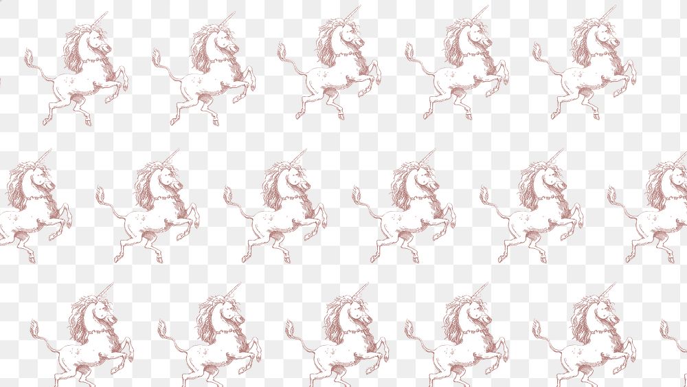 Vintage unicorn illustration seamless patterned wallpaper transparent png