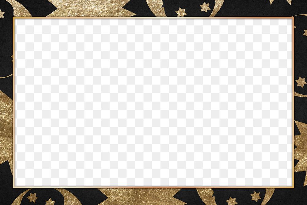 Celestial gold frame on black background design element