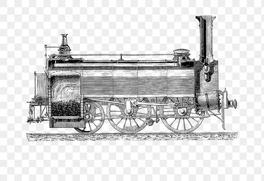 PNG Drawing of a steam train, transparent background