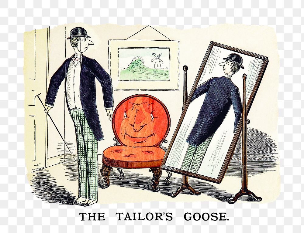 PNG Drawing of the tailor's goose, transparent background