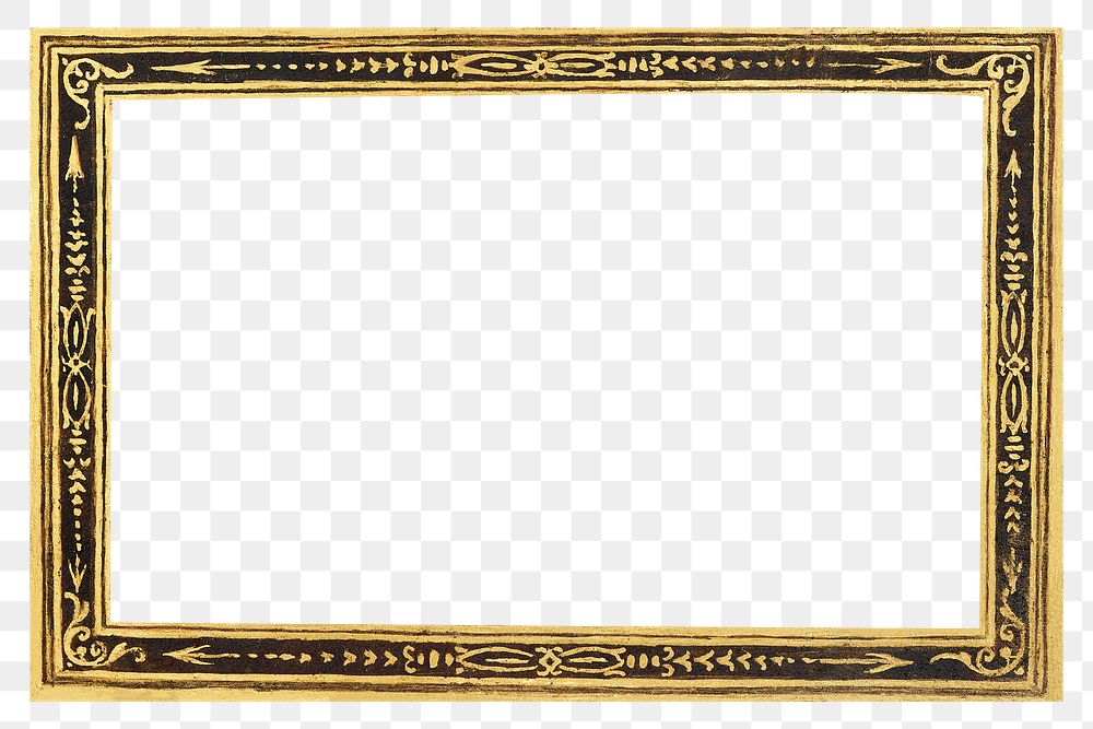 Filigree gold frame border png 