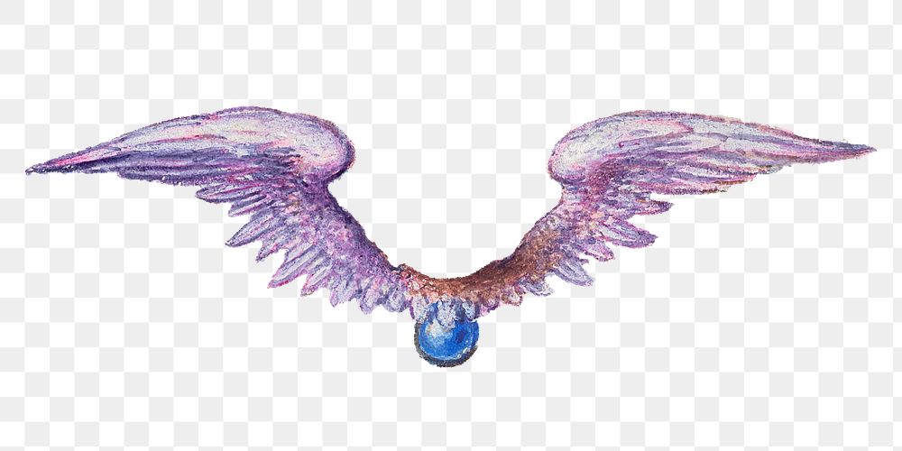 Purple mythical wings png painting ornament