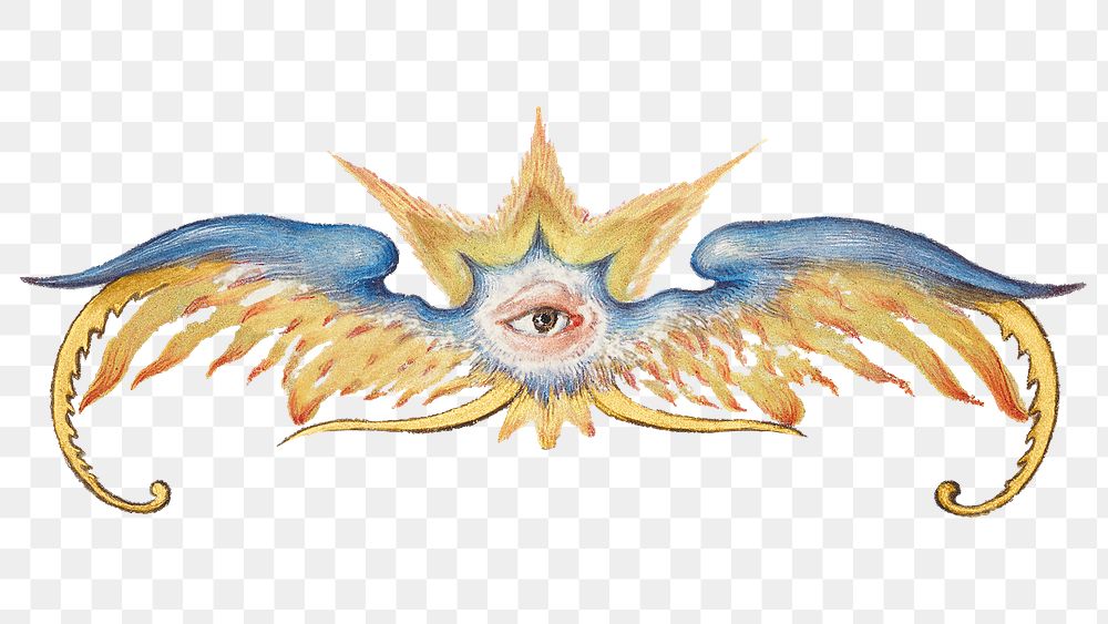 Mythical wings with eye png painting ornament