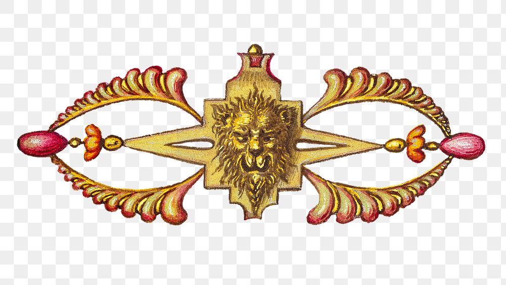 Victorian lion emblem png ornamental
