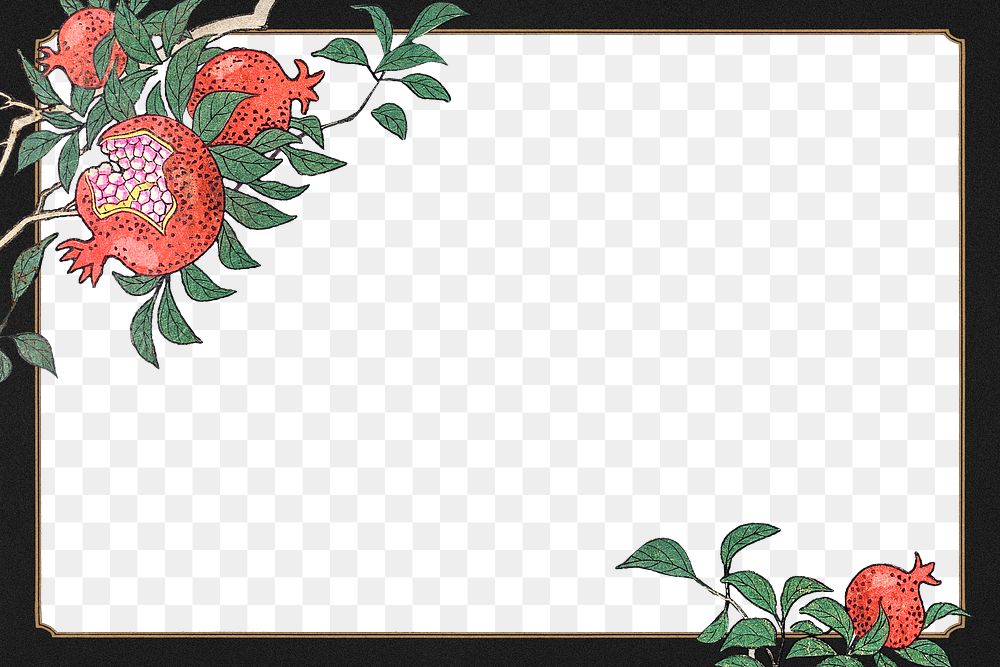Pomegranate border frame design element | Free PNG - rawpixel