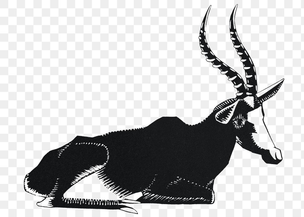 Vintage blesbok png animal art print, remix from artworks by Samuel Jessurun de Mesquita