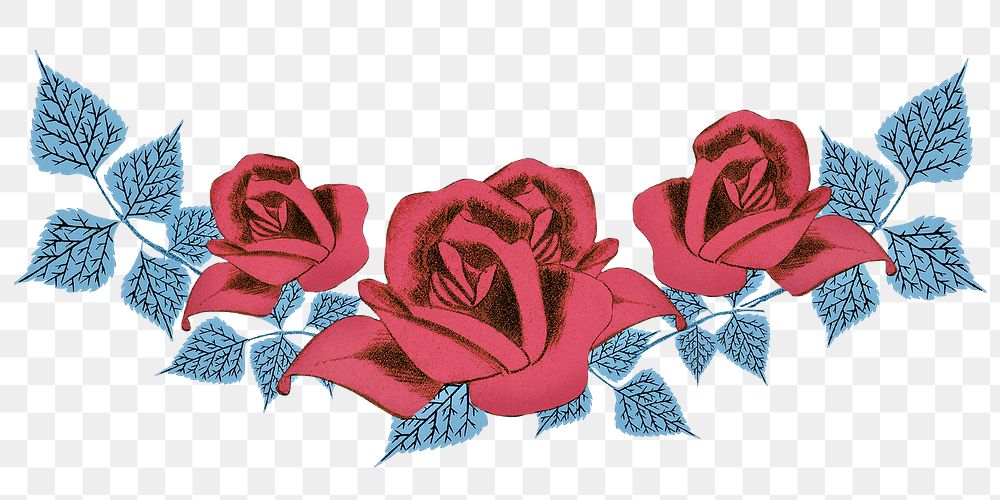 Vintage red roses divider png sticker, remix from artworks by Samuel Jessurun de Mesquita