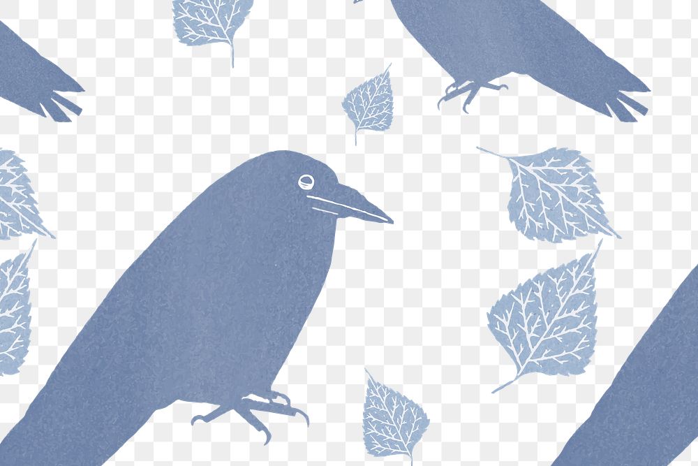 Vintage crow png patterned background, remix from artworks by Samuel Jessurun de Mesquita