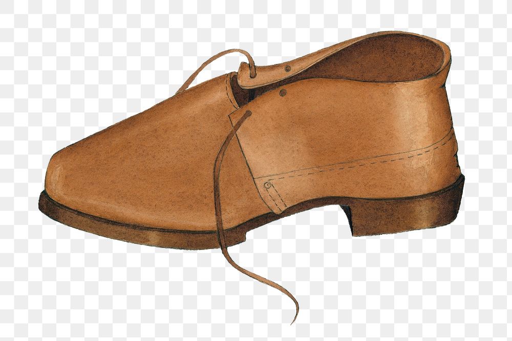 Man's brown leather shoe png, remix from artwork by Marie Mitchel