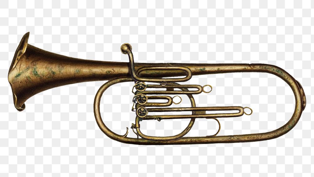 Vintage baritone horn png illustration, remixed from the artwork by Edward L. Loper