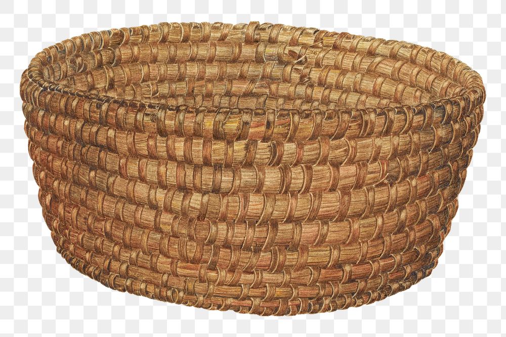 Vintage basket png illustration, remixed from the artwork by E. Allen Fritz