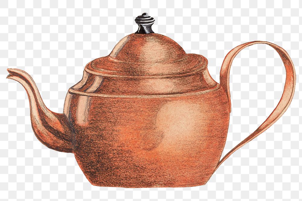 Vintage tea kettle png illustration, remixed from the artwork by Frank Nelson