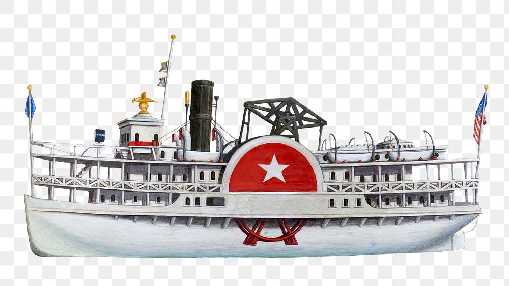 Vintage model ship png illustration, remixed from the artwork by Frank Gray