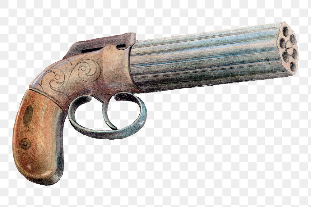Vintage gun png illustration, remixed from the artwork by Erwin Schwabe