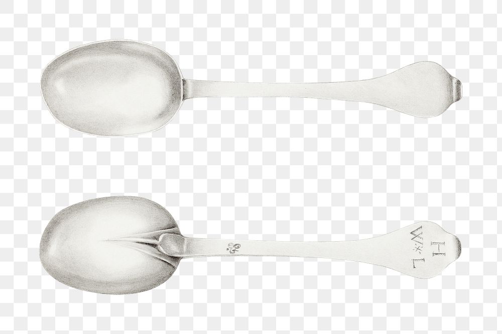 Vintage silver spoon png illustration, remixed from the artwork by Charlotte Winter