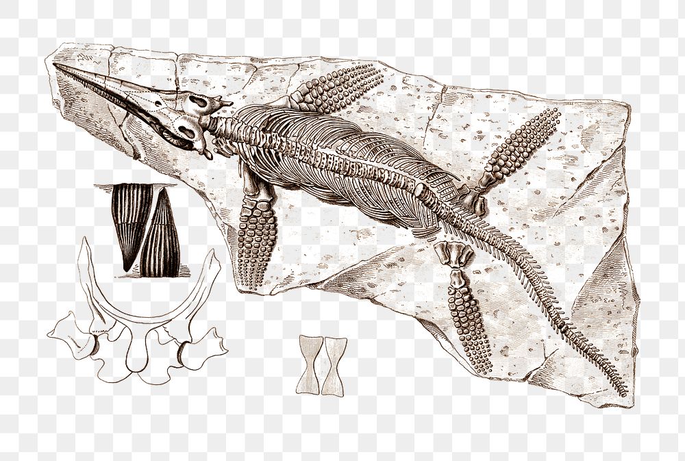 Vintage Ichthyosaur png, remix from artworks by Charles Dessalines D'orbigny