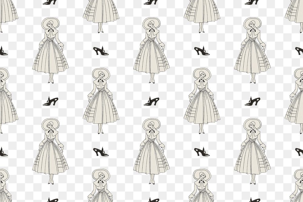1920's fashion fashion pattern png transparent background, remix from artworks by George Barbier