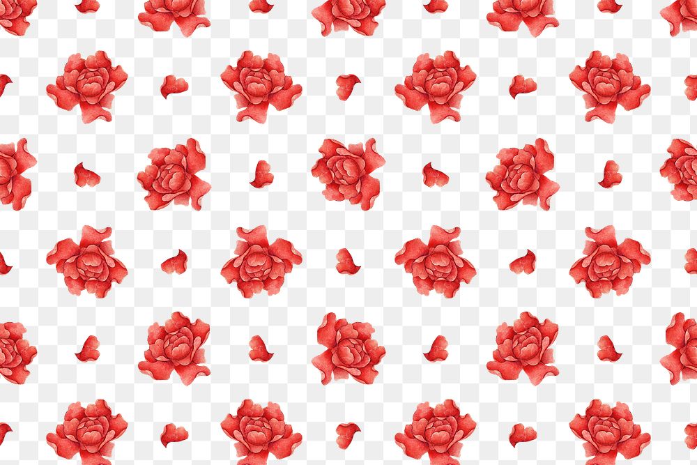 Rose floral pattern png transparent background, remix from artworks by Zhang Ruoai