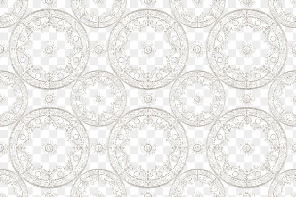 Vintage png floral mandala pattern background in gray, remixed from Noritake factory china porcelain tableware design