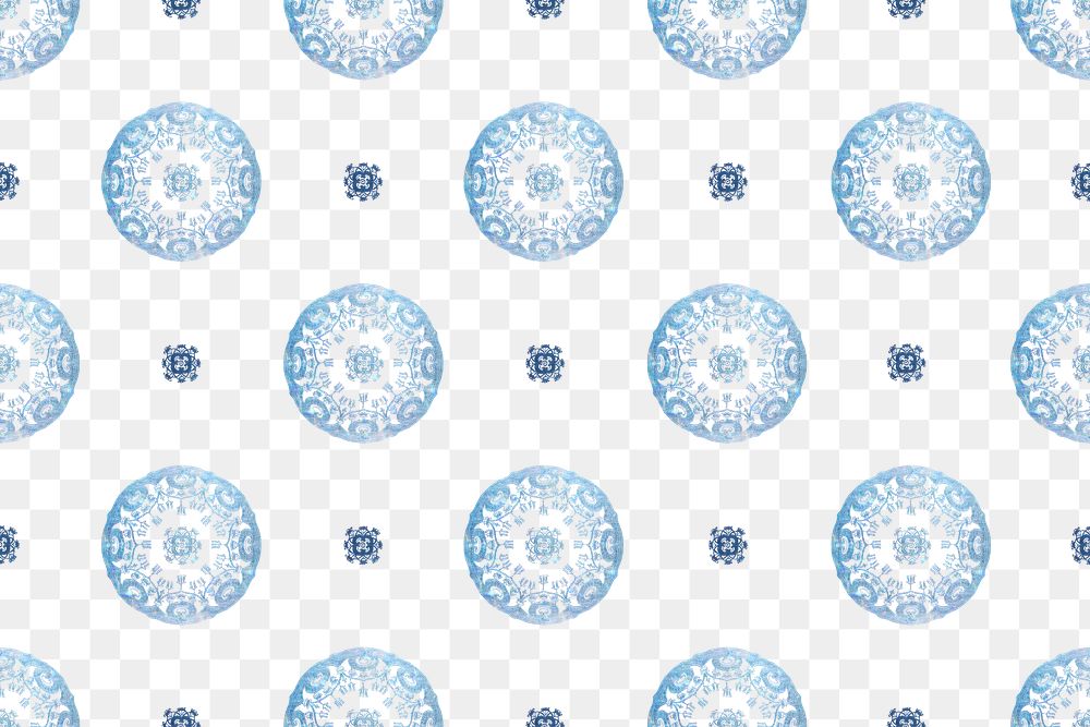 Png Vintage floral mandala pattern background in blue, remixed from Noritake factory china porcelain tableware design