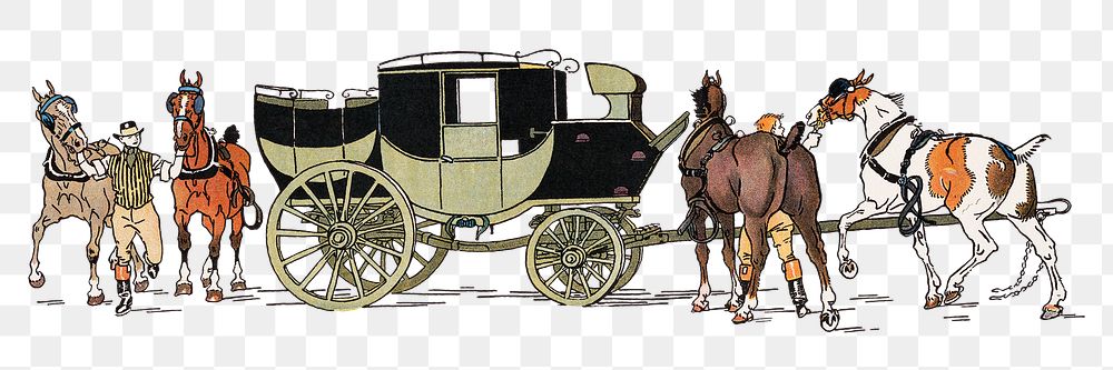 Horse carriage png art print, remixed from artworks by Edward Penfield